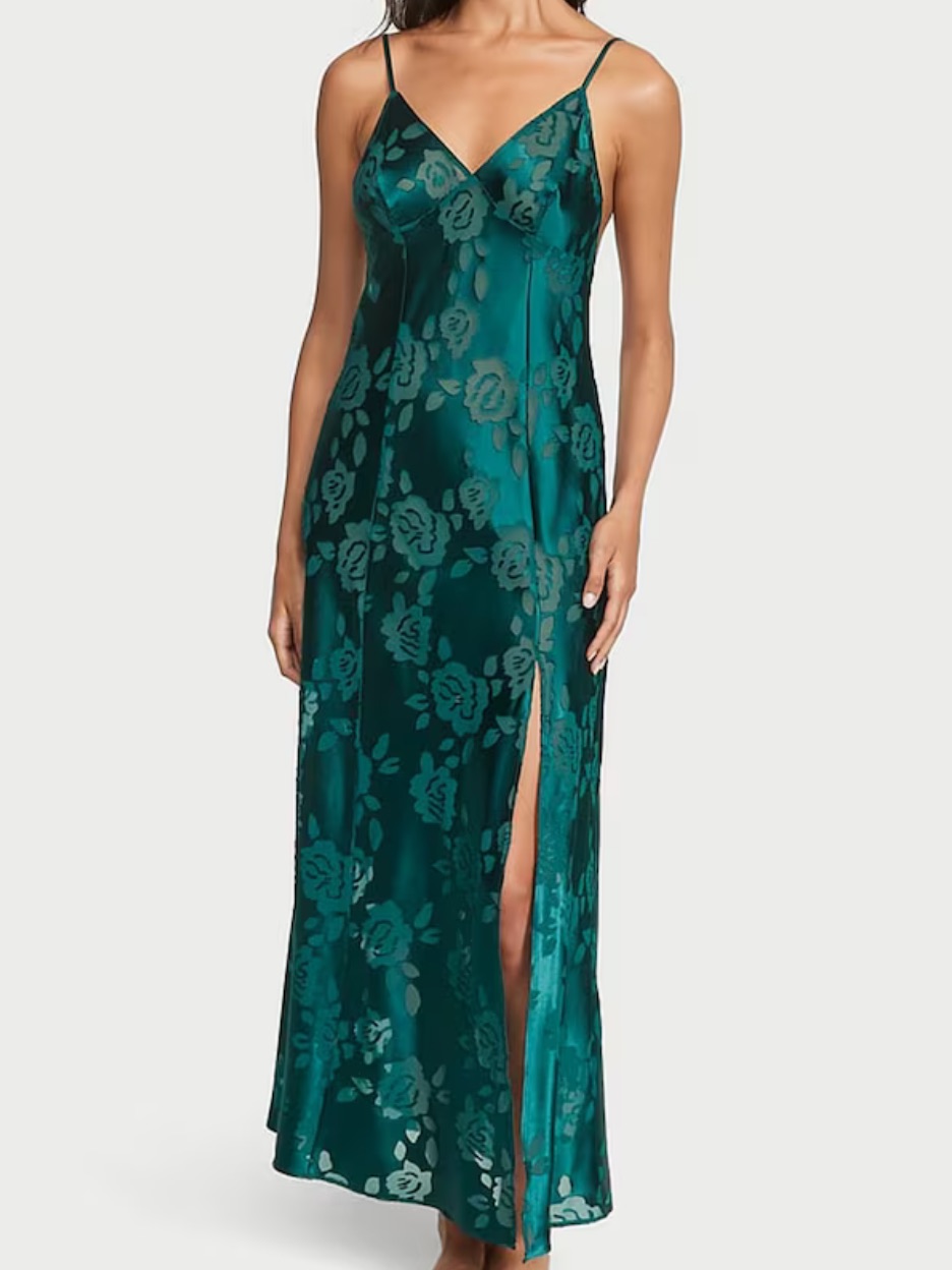 Victoria's Secret Archives Black Ivy Green Burnout Slip